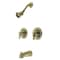 Kingston Brass KB663NDL Two-Handle Tub and Shower Faucet with Volume Control, Antique Brass KB663NDL - alternate 1